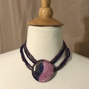 Versatile choker or necklace with ceramic brooch